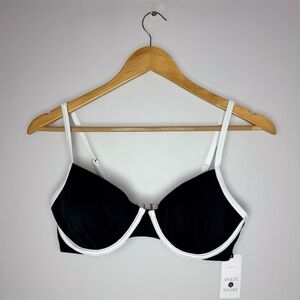 New Shade & Shore Black and White Women's Swim Top 34D UnderWire